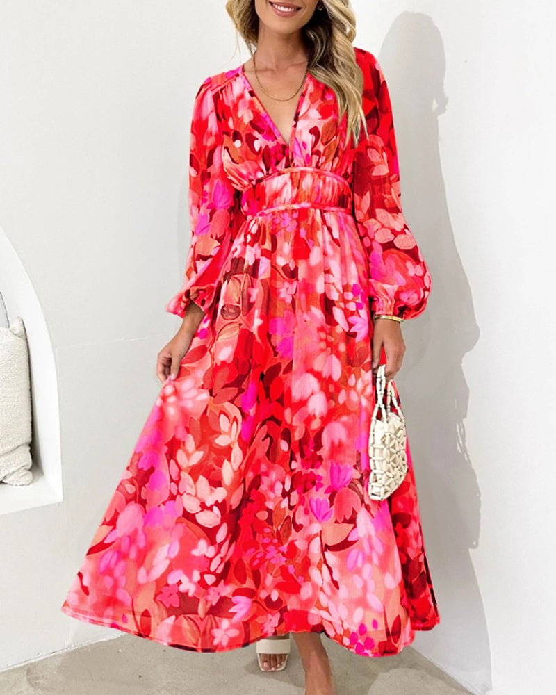 Celeste Floral V‑Neck Dress – Elegant Floral V‑Neck Dress with Flowing Silhouette