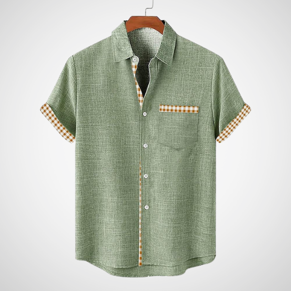 Lonel Palm Accent Short Sleeve Shirt – Breathable Summer Button-Up for Men