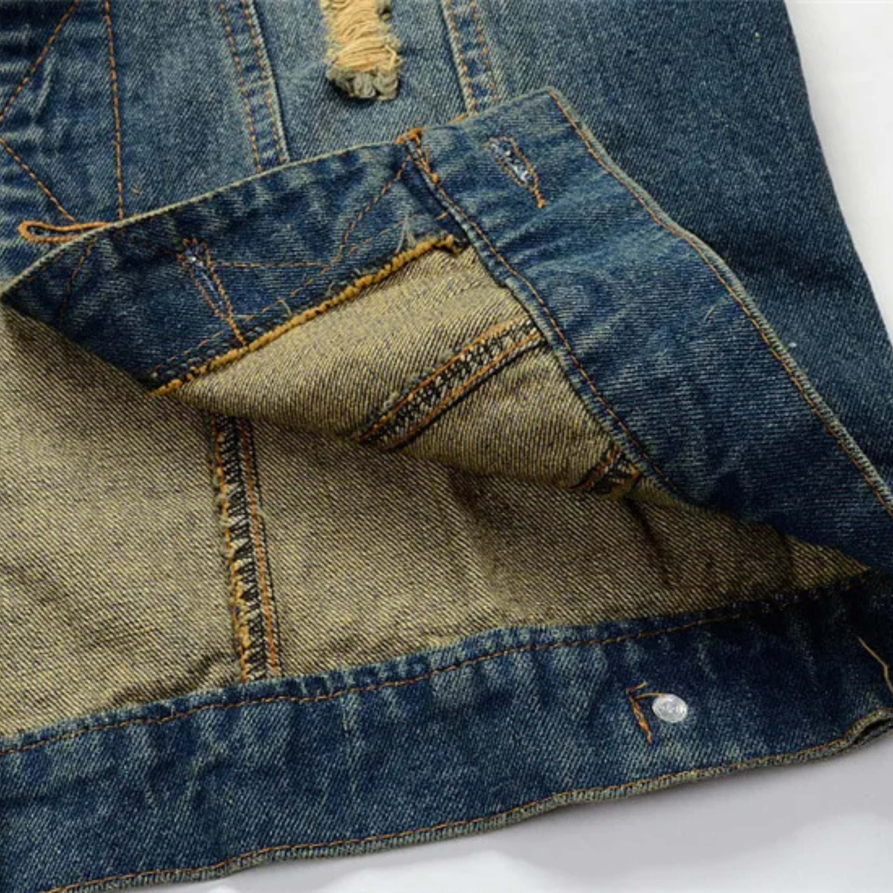 Luigi Distressed Denim Vest – Rugged Sleeveless Layer for Edgy Street Looks