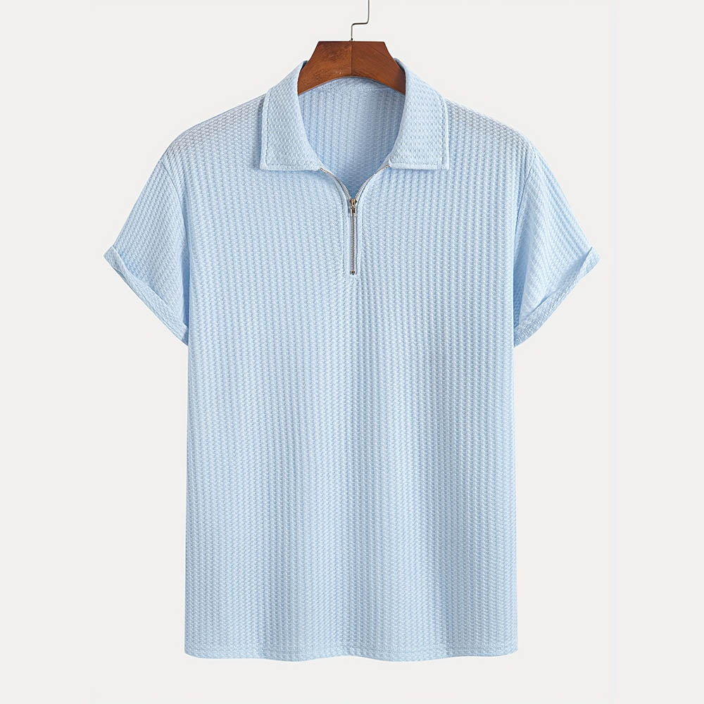Dominic Men’s Polo Shirt – Textured Organic Half-Zip Men’s Polo