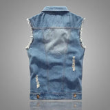 Luigi Distressed Denim Vest – Rugged Sleeveless Layer for Edgy Street Looks