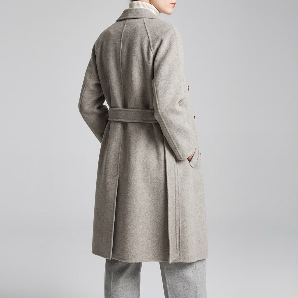 Theresa Women’s Cashmere Wrap Coat – Double-Breasted Wool Outerwear with Belted Waist