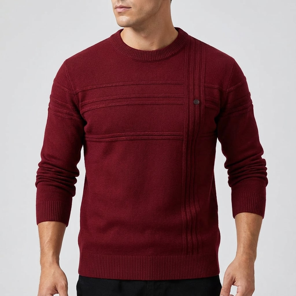 Bradford Men’s Cotton Sweater – Midweight Crew Neck Jumper with Tailored Fit