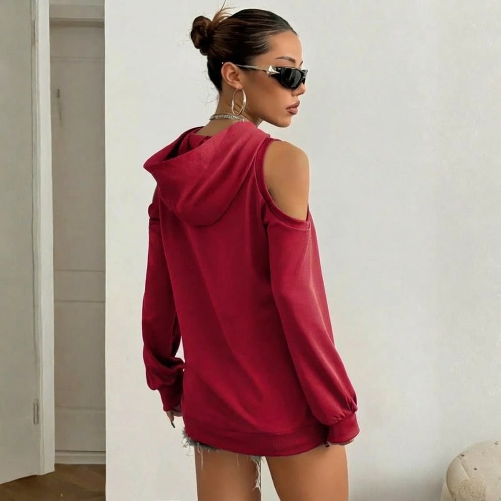 Maristella Women’s Cut-Out Hoodie – Soft Knit Sweater