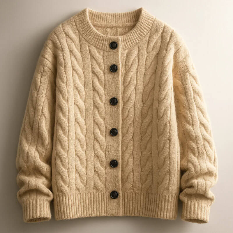 David Men’s Cardigan – Cable Knit Cardigan with Classic Button-Up Style