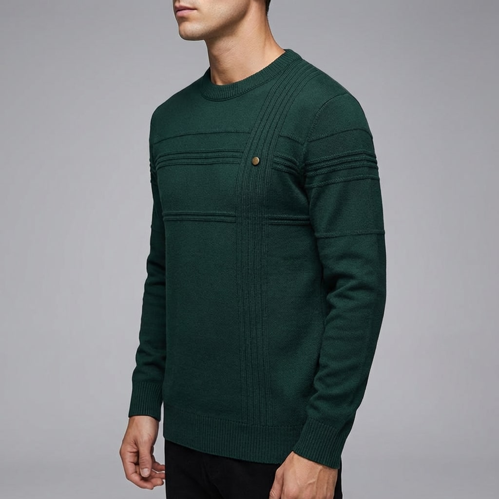 Bradford Men’s Cotton Sweater – Midweight Crew Neck Jumper with Tailored Fit