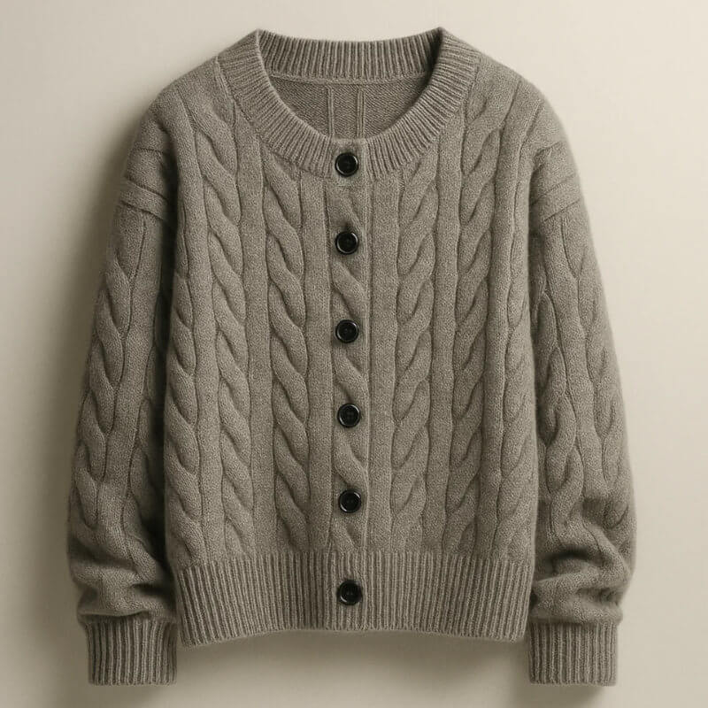 David Men’s Cardigan – Cable Knit Cardigan with Classic Button-Up Style
