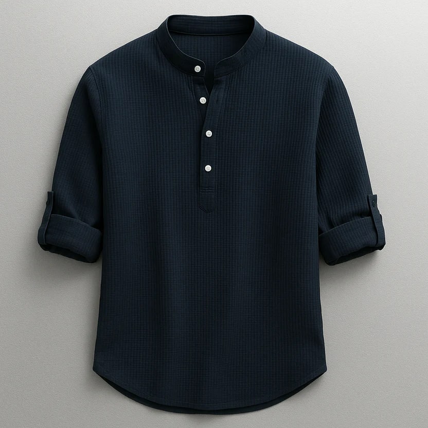 Mason Men’s Shirt – Cotton Linen Henley Shirt