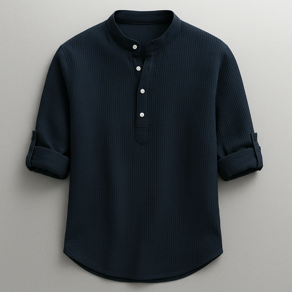 Callen Textured Cotton Henley Shirt – Relaxed Fit Casual Shirt