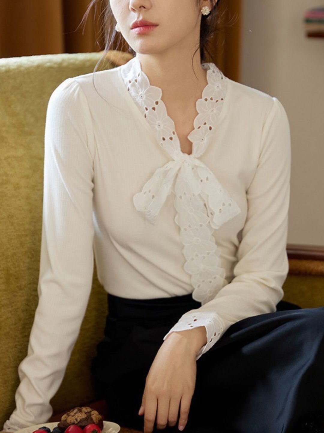 Lennon Women's Lace-Up Cotton Top