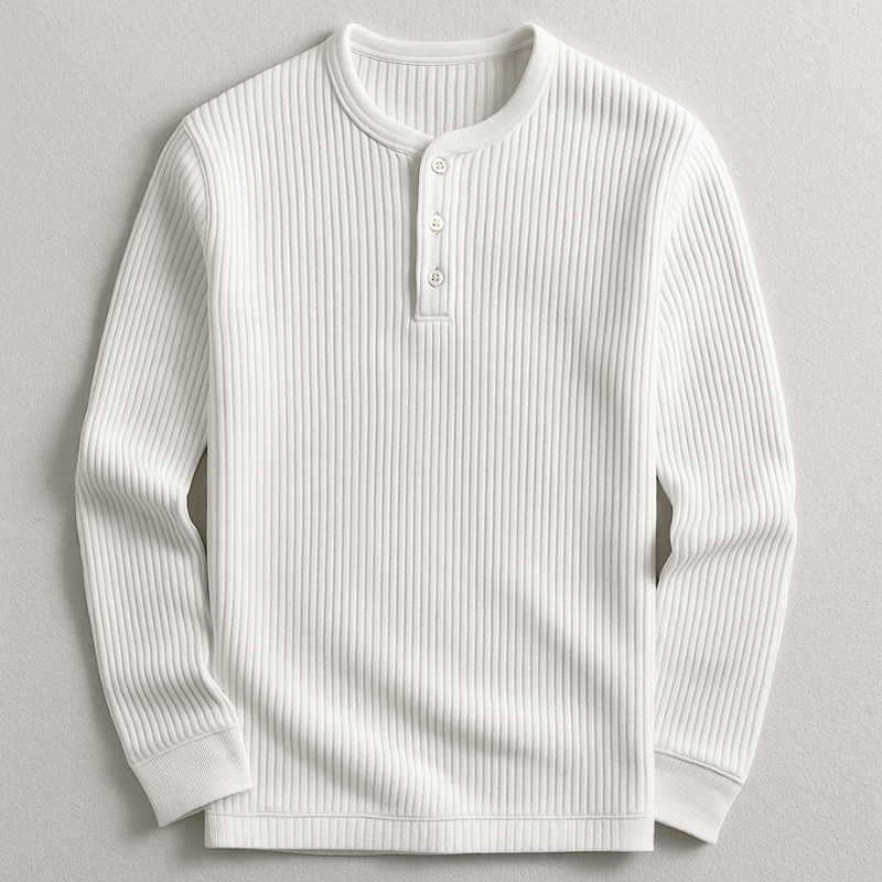 Logan Men's Henley Long Sleeve Shirt – Waffle Knit Cotton Blend Pullover