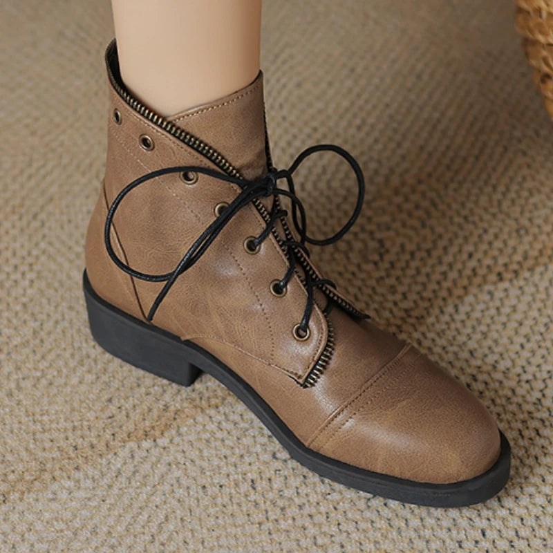 Beatriz Women’s Ankle Boots – Leather Military-Inspired Design Booties