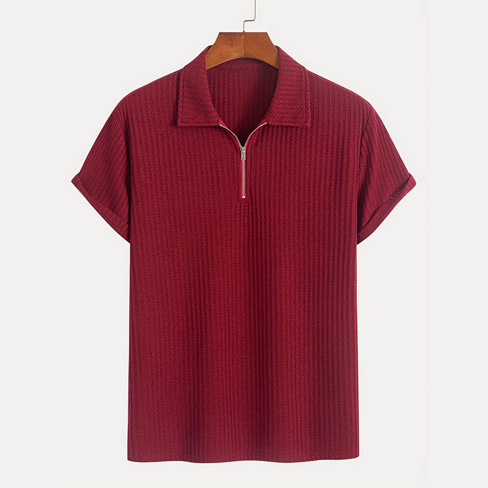 Dominic Men’s Polo Shirt – Textured Organic Half-Zip Men’s Polo