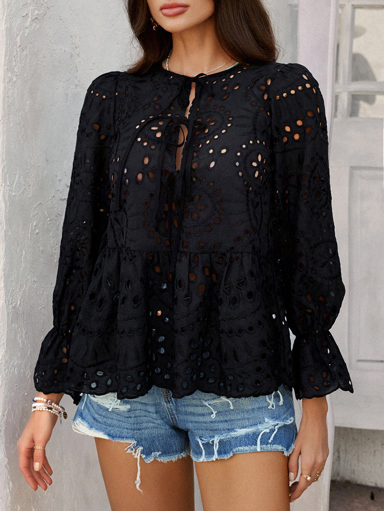 Ronan Lace Pleated Casual Boho Top