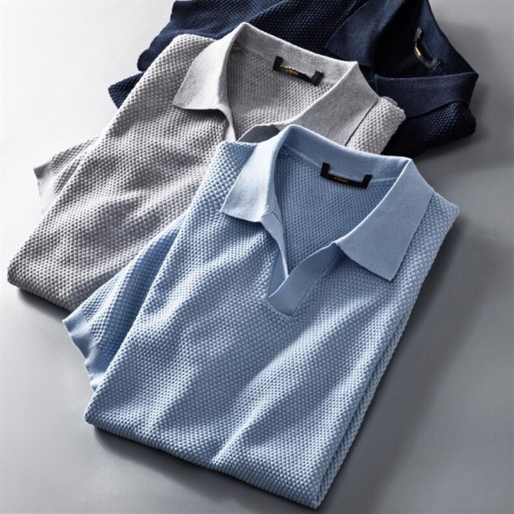 Luca Merino Knit Polo – Breathable Viscose Blend with Modern Tailoring