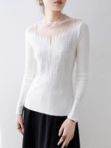 Ember Silver Accent Mesh Knit Blouse