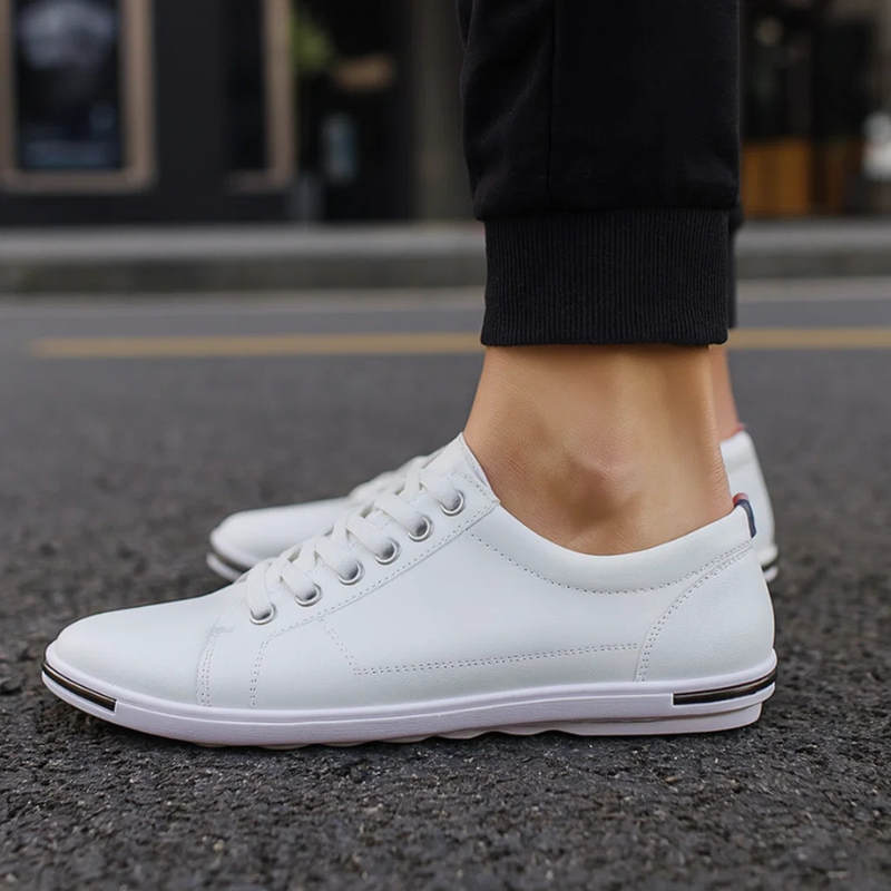 Jestony Men’s Casual Shoes – Cushioned Comfort Rubber Sole Genuine Leather Sneakers