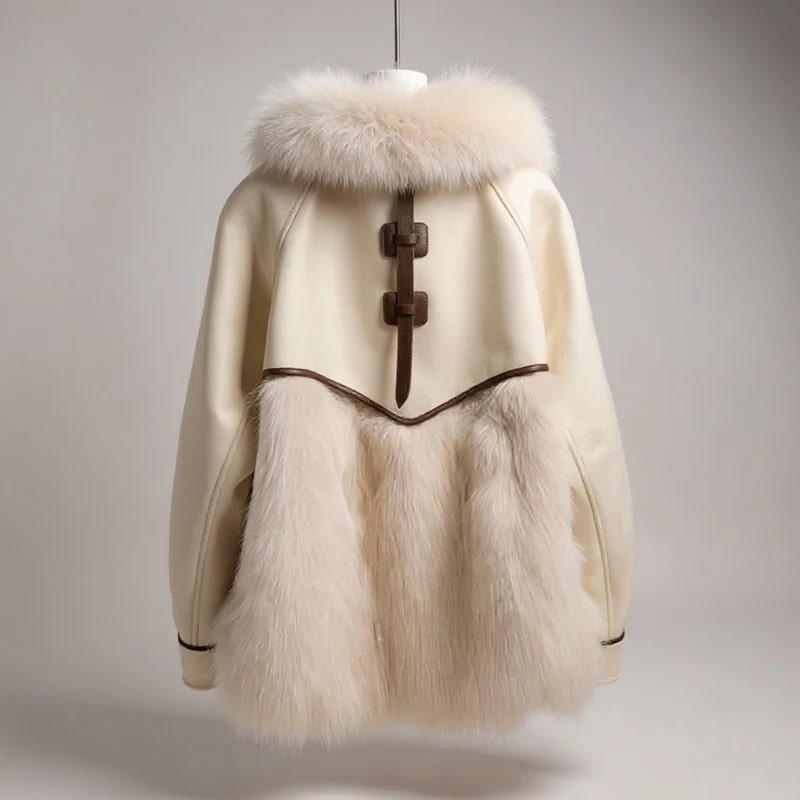 Almana Women’s Plush Fur Coat – Luxurious Winter Jacket with Toggle Closure