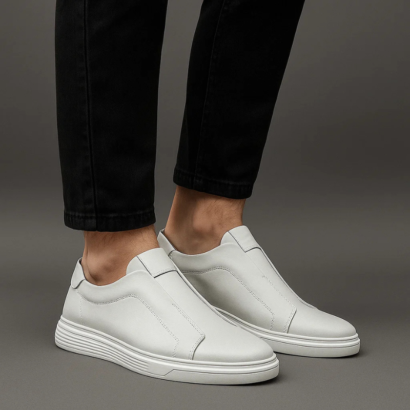 Farjan Men’s Sneakers – Lightweight Leather Slip-On Casual Shoes