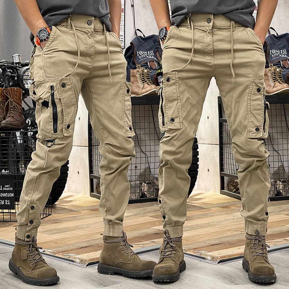 Martial Men’s Cargo Trousers – Tactical Fit with Stretch Waist & Zippered Pockets