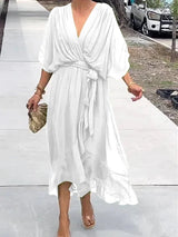 Madison V-Neck Chiffon Maxi Dress