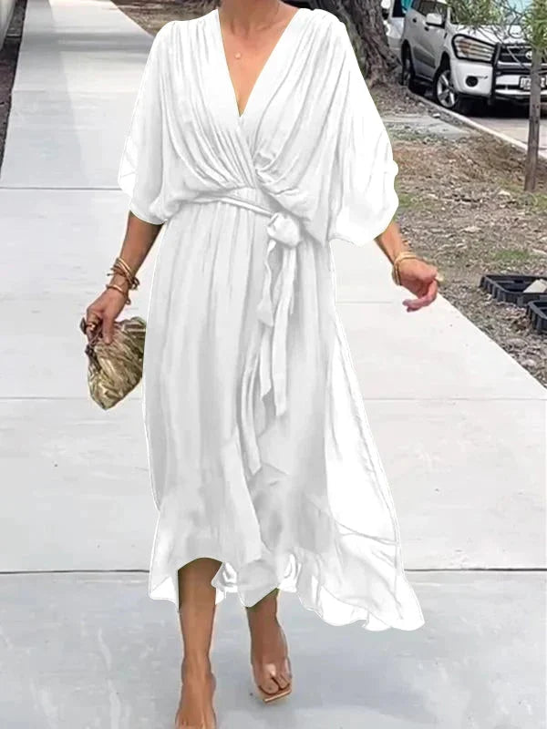 Madison V-Neck Chiffon Maxi Dress