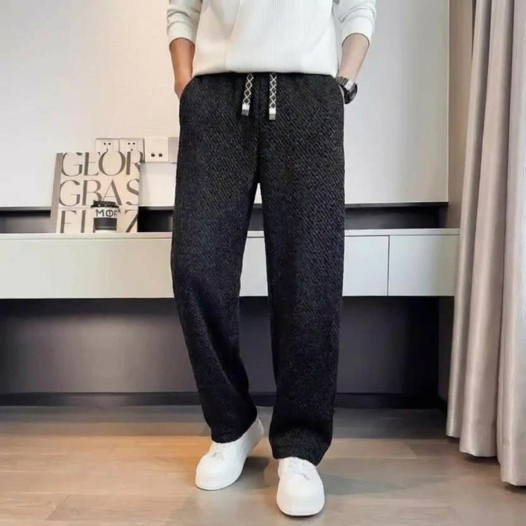 Mavro Men’s Pants – Brushed Knit Wide-Leg Pants