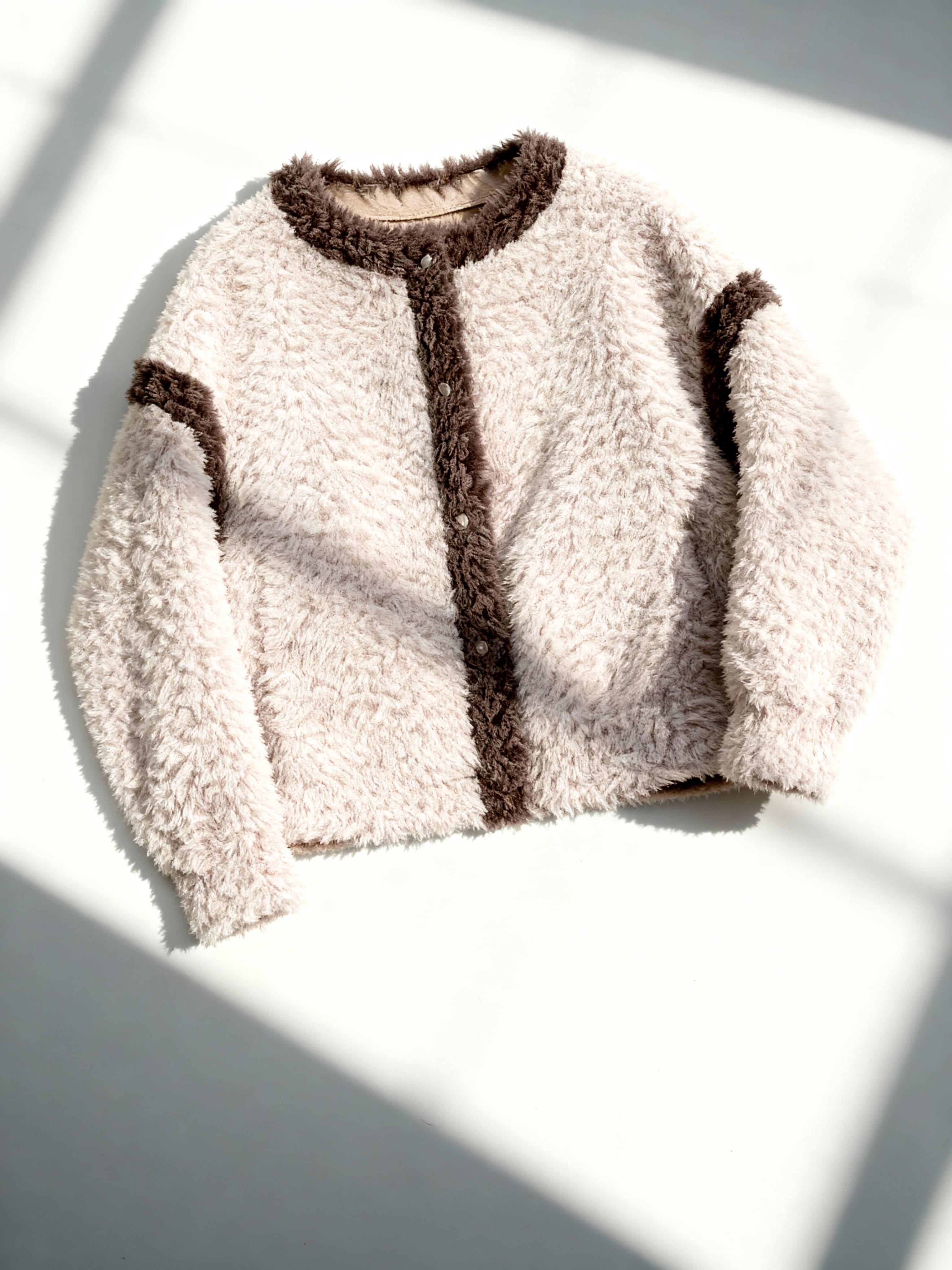 Maribel Women’s Sherpa Jacket – Fuzzy Button-Up with Contrast Trim