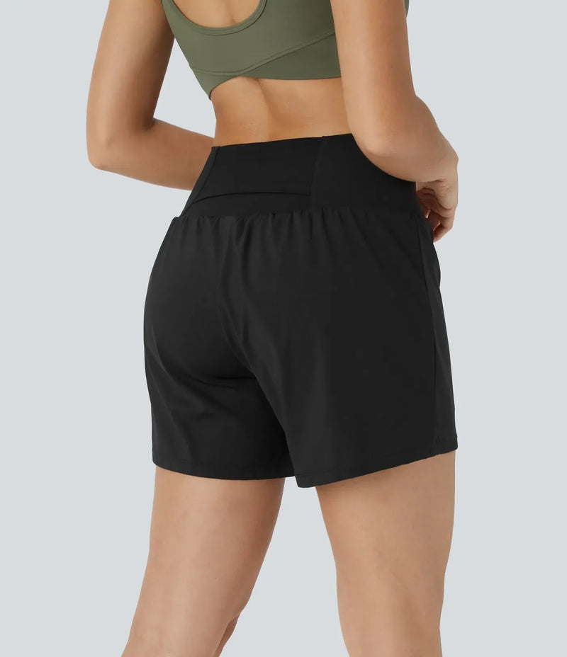 Sienna Performance Pocket Shorts – High-Waist Yoga Shorts with Coverage & Storage