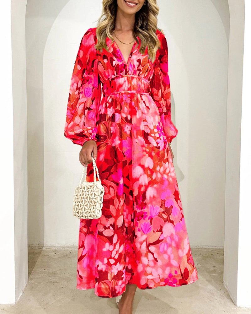 Celeste Floral V‑Neck Dress – Elegant Floral V‑Neck Dress with Flowing Silhouette