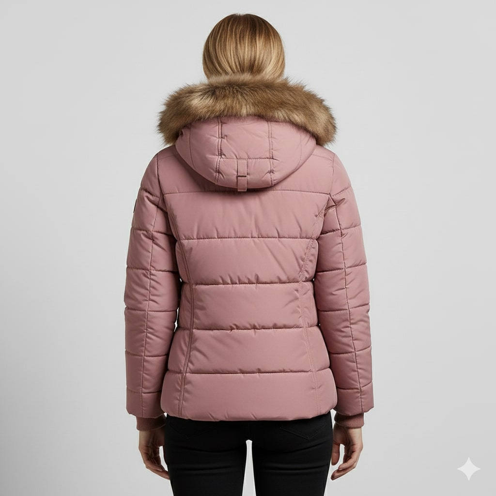 Veronica Women’s Puffer Jacket – Quilted Winter Coat with Detachable Fur Hood
