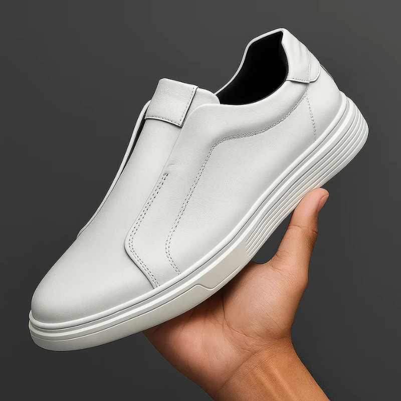 Farjan Men’s Sneakers – Lightweight Leather Slip-On Casual Shoes