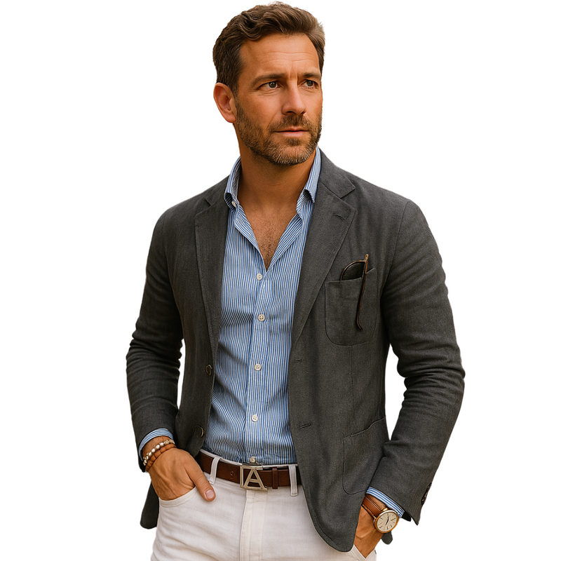 Mateo Tailored Stretch Blazer – Breathable Cotton Jacket for Smart Casual Styling