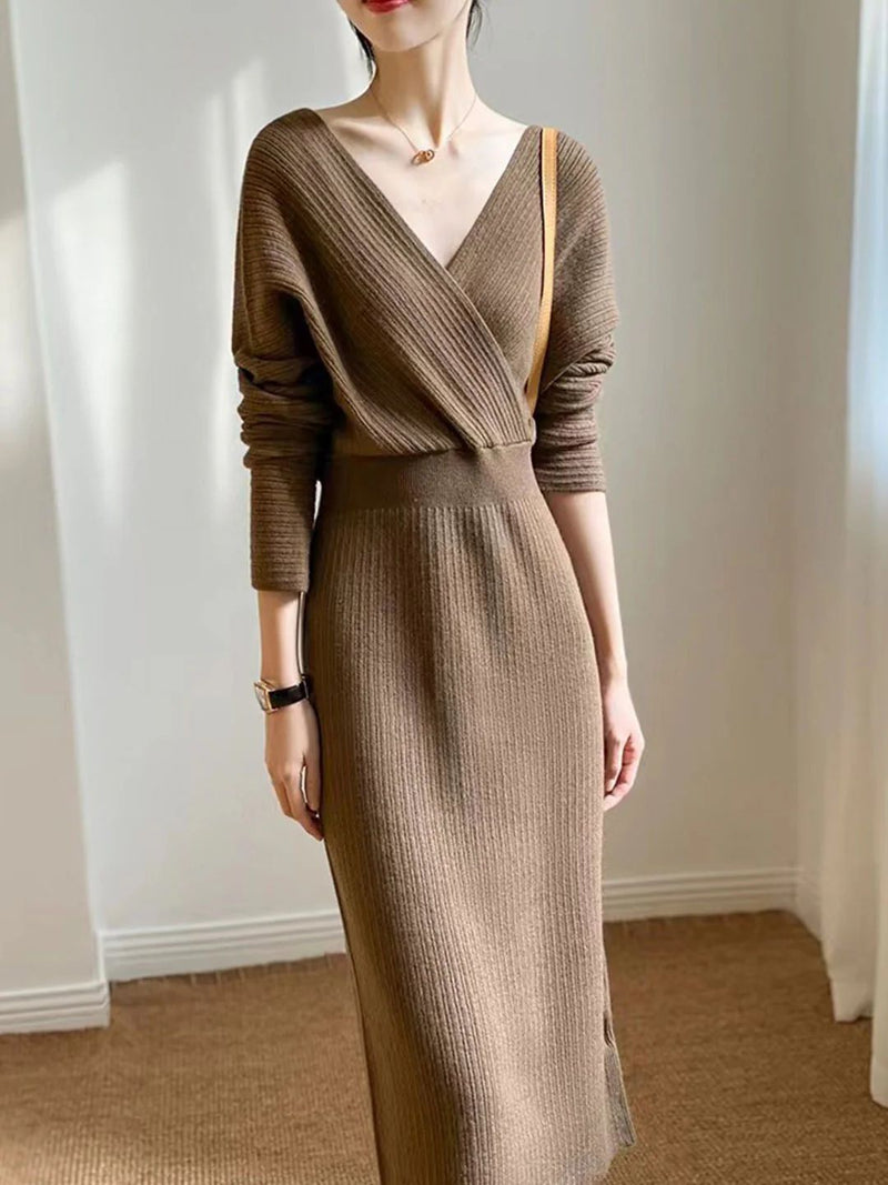 Tatum Chic V-Neck Casual Knit Dress