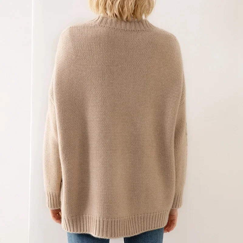 Estella Women’s Cable Knit Cardigan – Chunky Cotton Knit with Oversized Fit