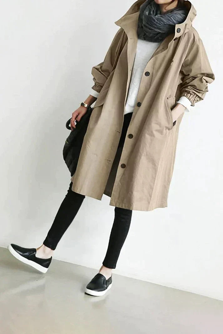 Claire Women’s Trench Coat – Hooded Lightweight Outerwear