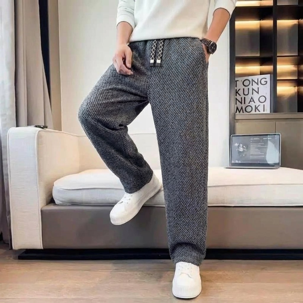 Mavro Men’s Pants – Brushed Knit Wide-Leg Pants