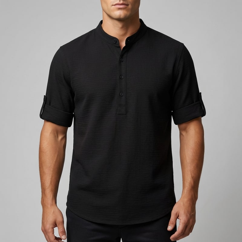 Mason Men’s Shirt – Cotton Linen Henley Shirt