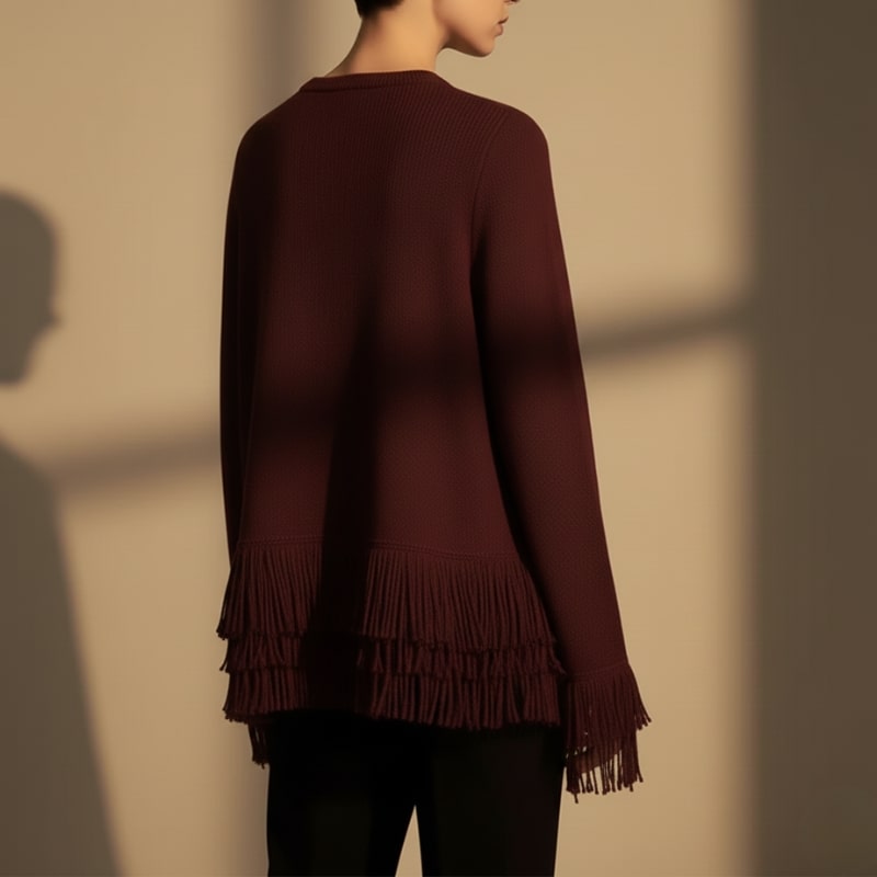 Carina Women’s Cardigan – Fringe Style Structured Knit Cardigan