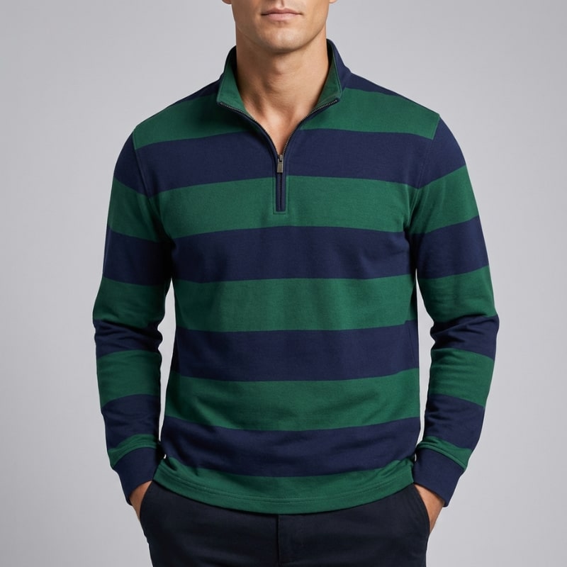 Roven Men’s Quarter-Zip Sweater – Medium-Weight Cotton Knit Pullover