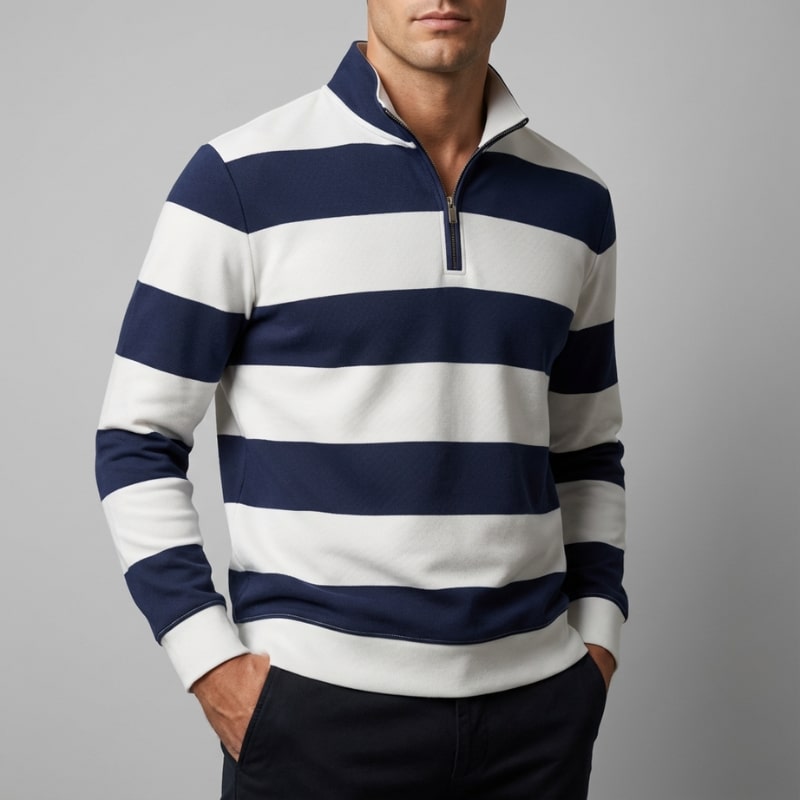 Roven Men’s Quarter-Zip Sweater – Medium-Weight Cotton Knit Pullover
