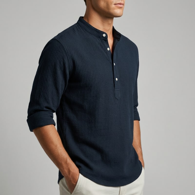 Mason Men’s Shirt – Cotton Linen Henley Shirt