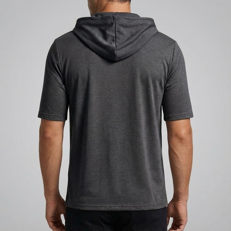 Ameer Men’s Hooded Shirt – Stretch-Knit Cotton with Asymmetrical Hem