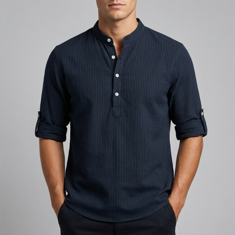 Mason Men’s Shirt – Cotton Linen Henley Shirt