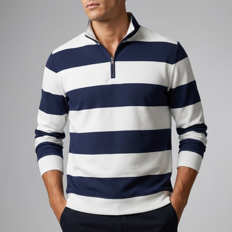 Roven Men’s Quarter-Zip Sweater – Medium-Weight Cotton Knit Pullover