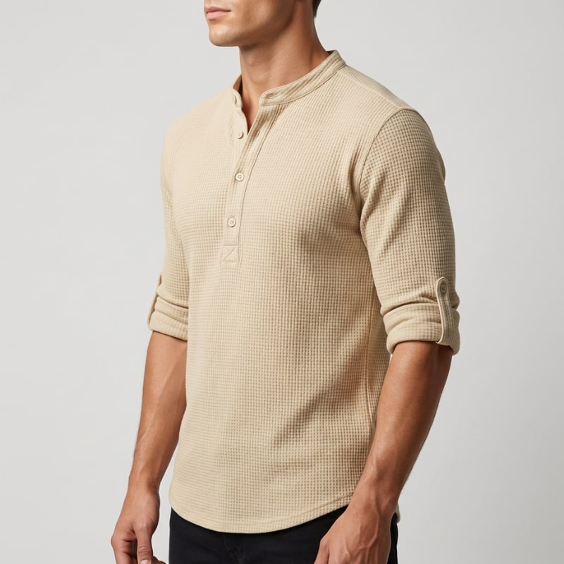Mason Men’s Shirt – Cotton Linen Henley Shirt
