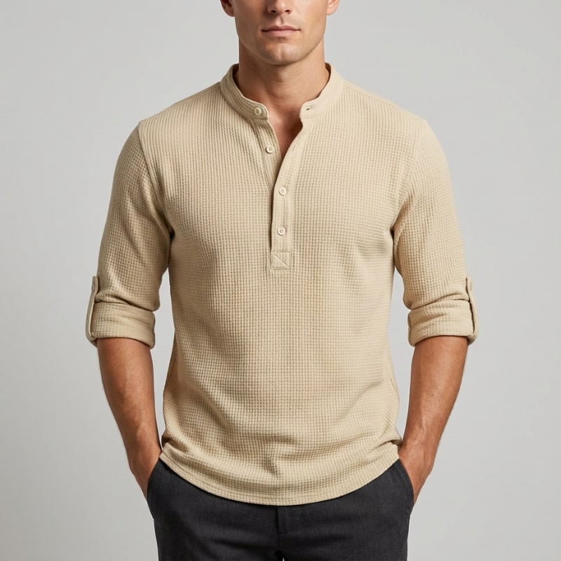 Mason Men’s Shirt – Cotton Linen Henley Shirt