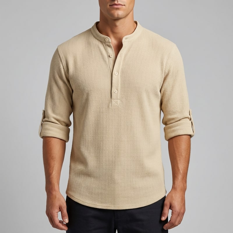 Mason Men’s Shirt – Cotton Linen Henley Shirt