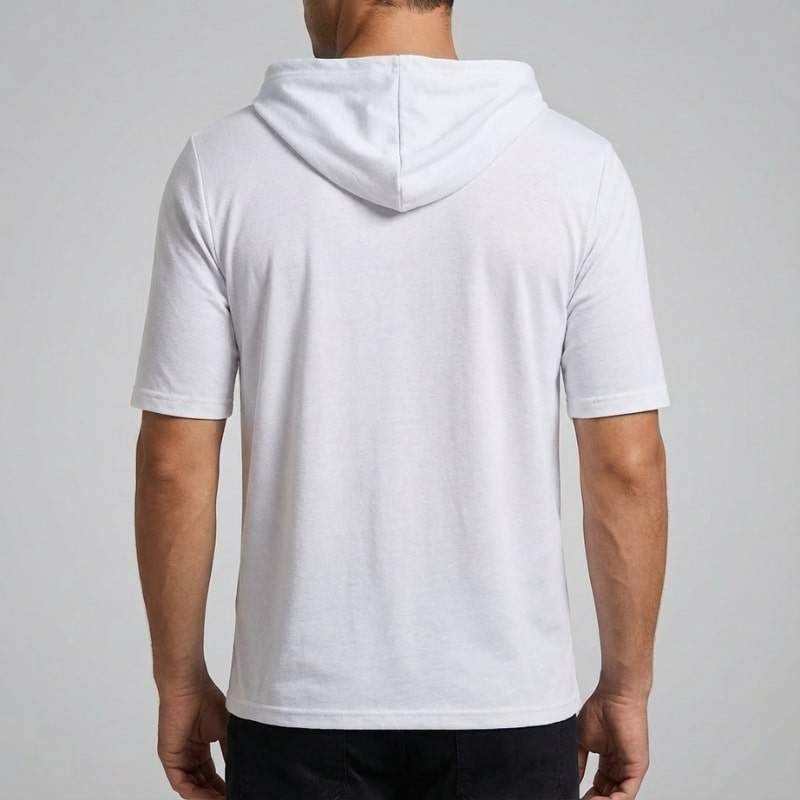 Ameer Men’s Hooded Shirt – Stretch-Knit Cotton with Asymmetrical Hem