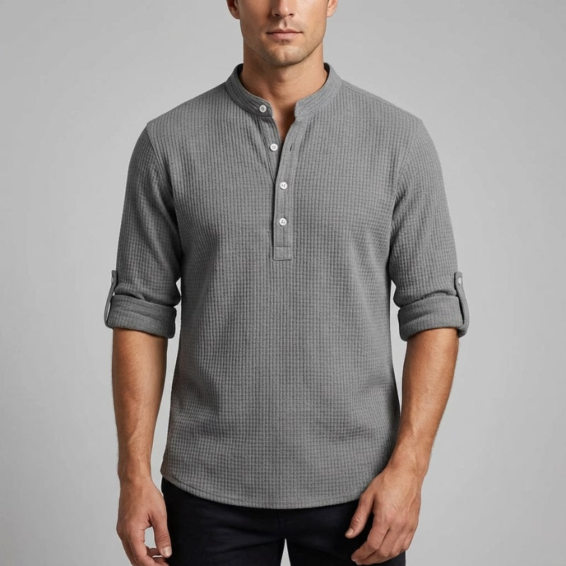 Mason Men’s Shirt – Cotton Linen Henley Shirt
